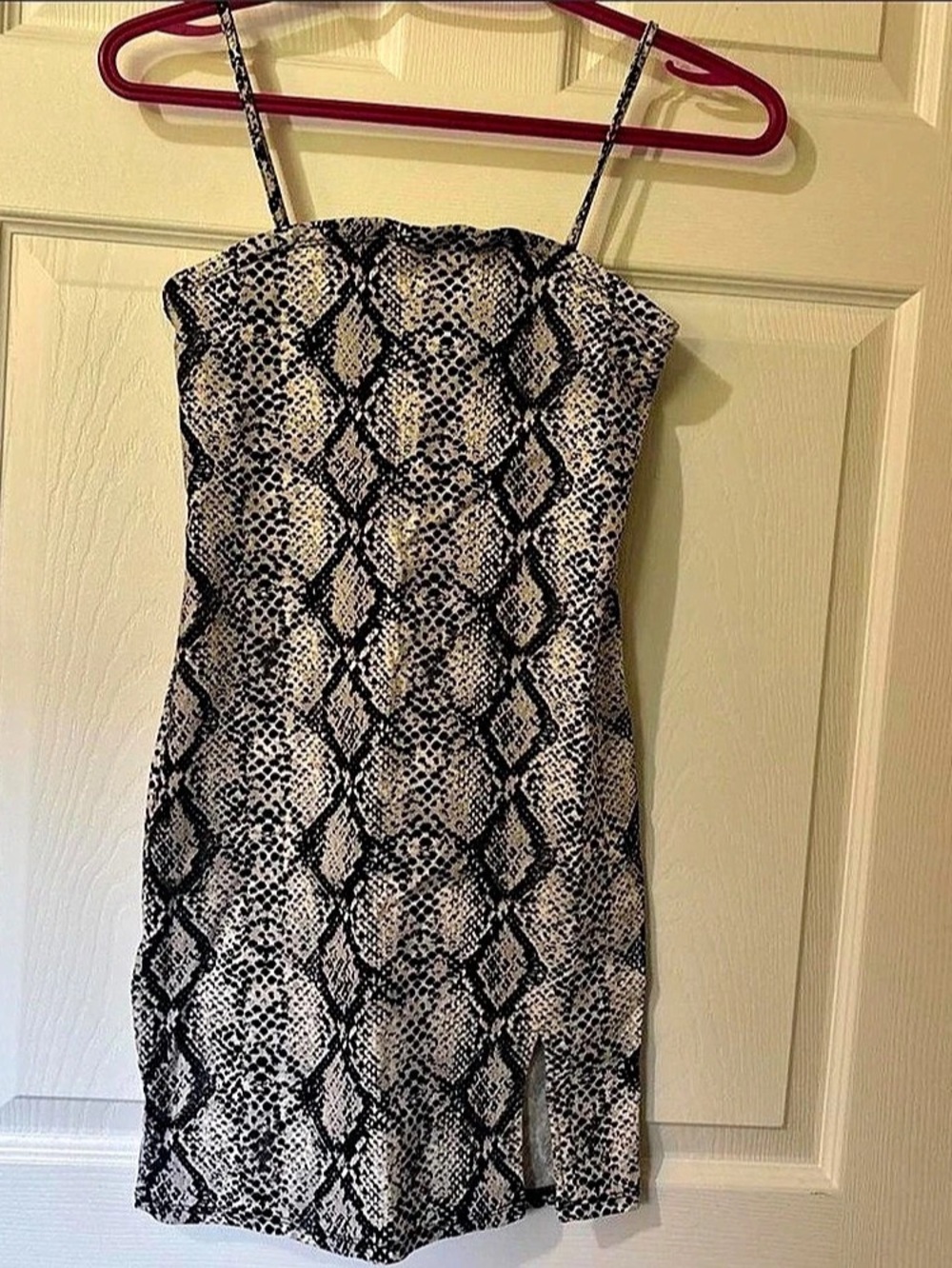 Garage Snake Print Mini Slip Dress Black & Cream P/S
